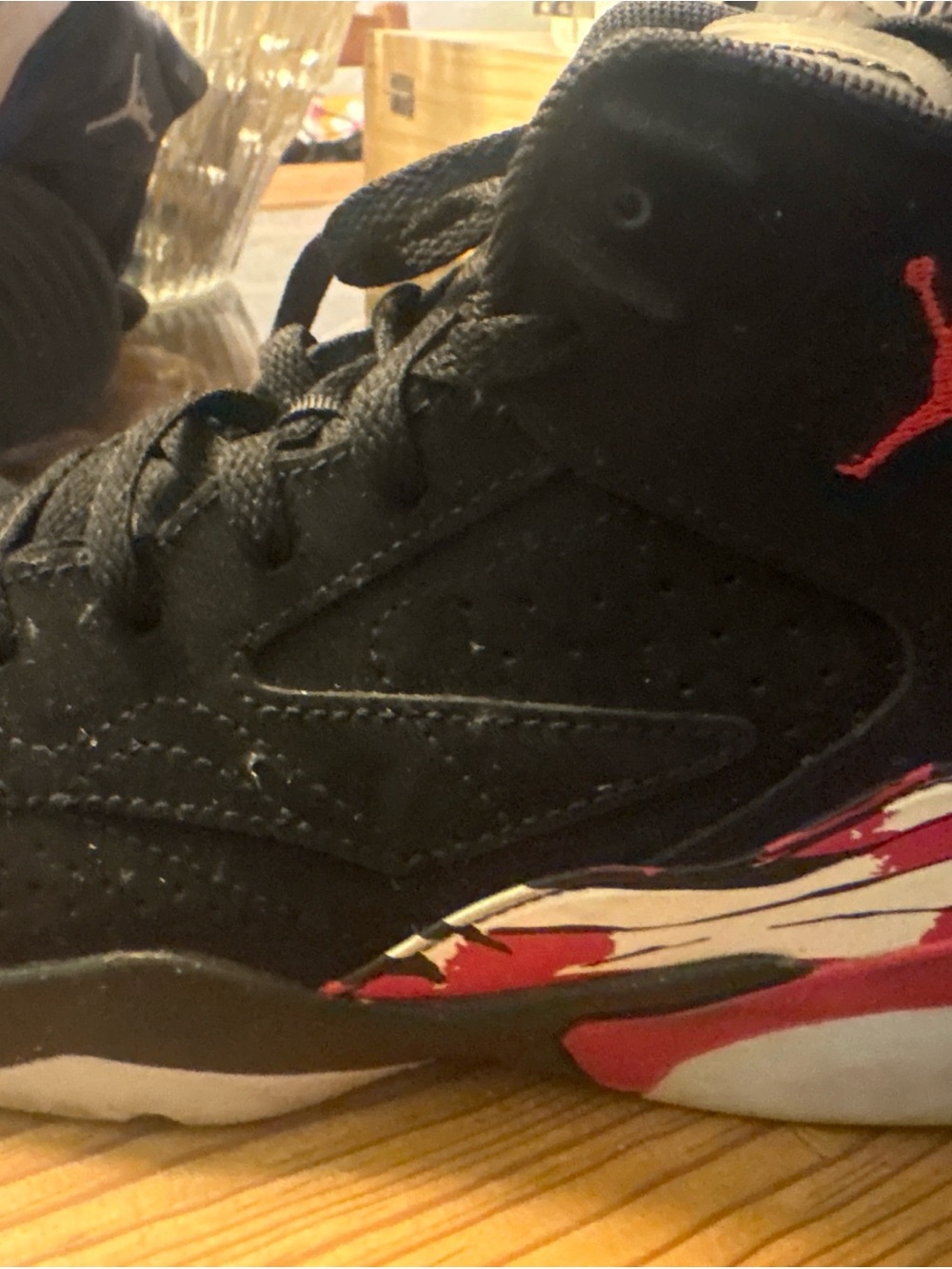 Jordan Kids' Black Sneakers with Red Accent